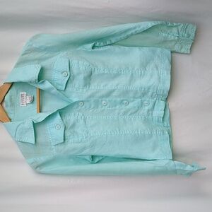 Allison Taylor Jacket blouse aqua 8 petite